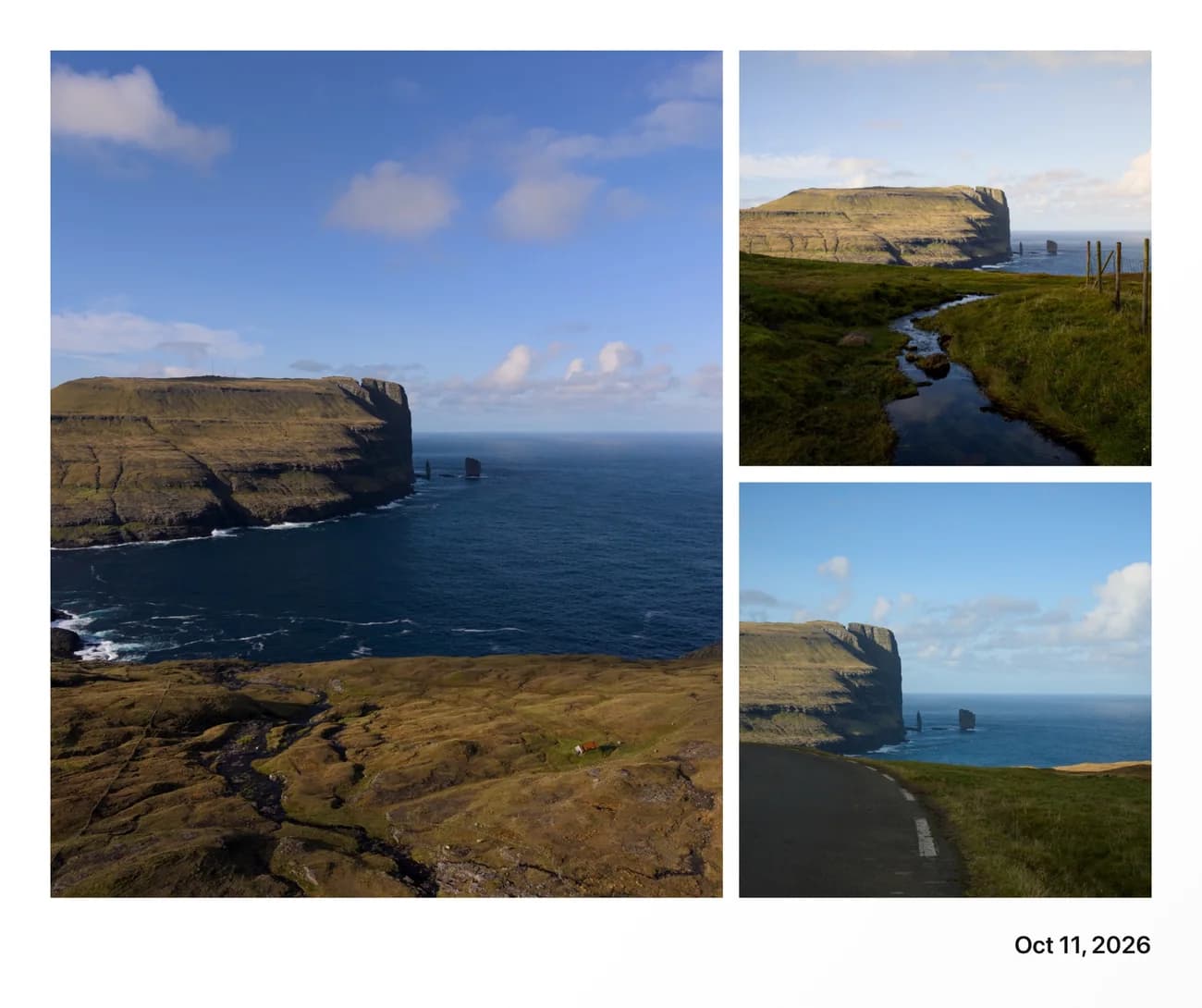 One large and two small photos on one page
