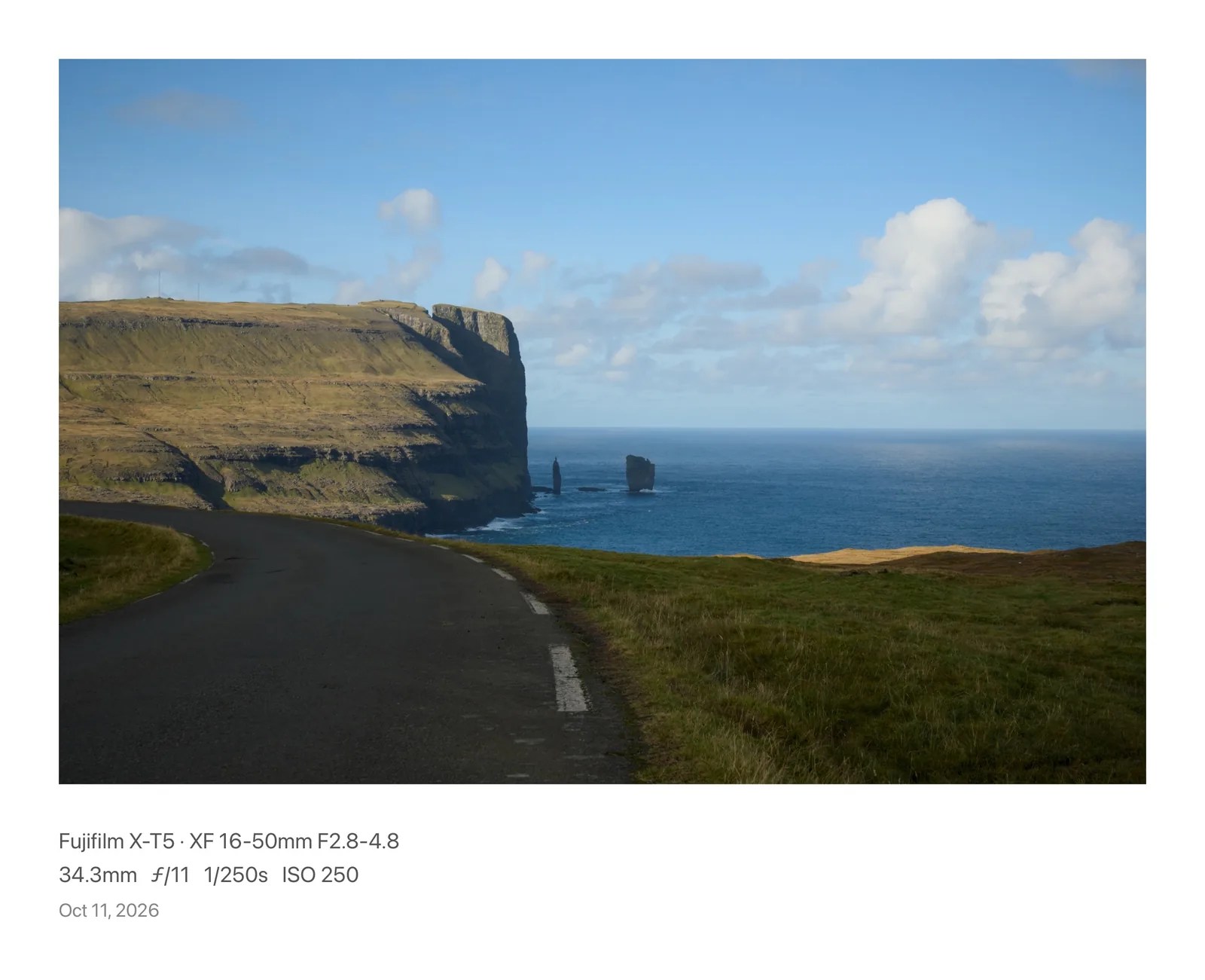 A coastal road framed in Label